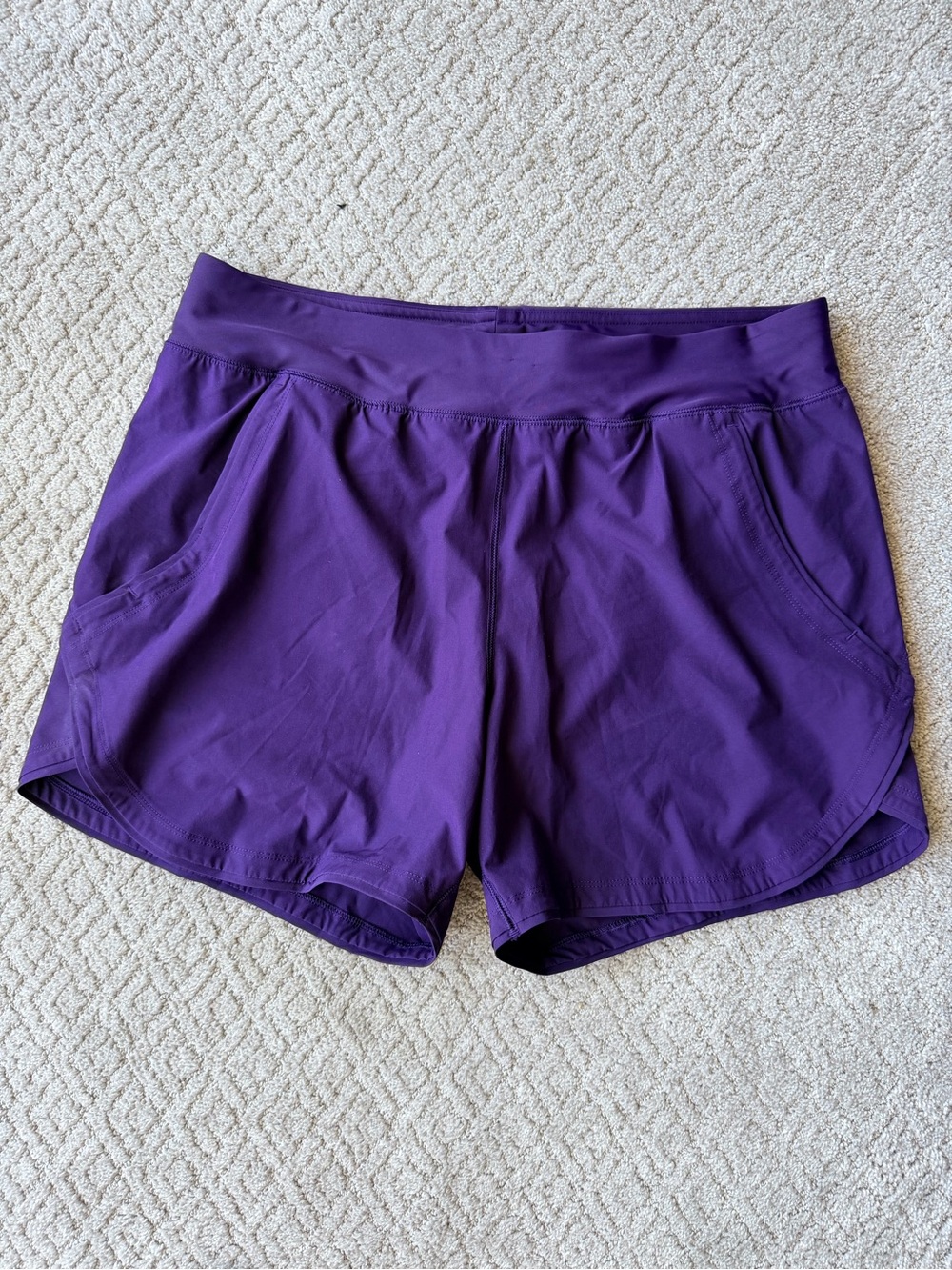 Lands' End Women’s Purple Swim Board Shorts with Panty and Side Pockets.  S-14 - Picture 2 of 8